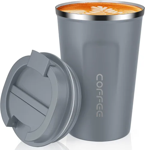 Miniatura 14 de Vaso térmico de acero inoxidable de 12 onzas con aislamiento al vacío, taza de viaje a prueba de derrames con tapa, para mantener caliente/café