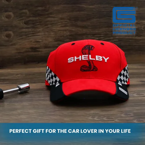 Miniatura 3 de Shelby Snake Red - Gorra de carrera a cuadros Producto oficial Shelby Ajustable, talla única, Rojo