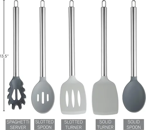 Miniatura 4 de COOK WITH COLOR Utensilios de cocina de silicona, juego de utensilios de cocina, utensilios de cocina de silicona fáciles de limpiar, utensilios