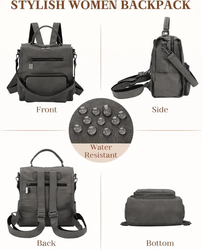Miniatura 7 de Bolso tipo mochila para mujer, RAVUO de piel sintética, mini mochila de moda para mujer, tres formas de llevar, S