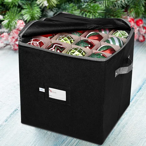 Miniatura 2 de Caja de almacenamiento para adornos navideños Primode, 4 bandejas individuales, contenedor de almacenamiento para adornos navideños, capacidad