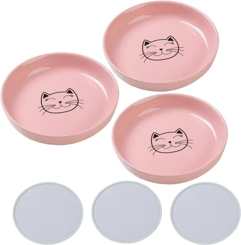 Miniatura 11 de Lusifaco - Cuencos poco profundos para comida de gato, tazón de cerámica de 5.9 pulgadas de ancho para gatos de interior, juego de platos para gatos