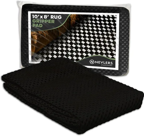 Nevlers Almohadilla antideslizante negra de 8 x 10 pies | Agarres de alfombra de PVC para alfombras de área en suelos de madera dura y otras