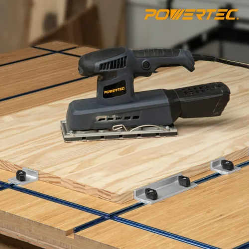 Miniatura 7 de POWERTEC 71799 Kit de parada en T, incluye 2 topes largos, 2 topes cortos, 2 paradas en línea, bloque de tope de pista en T para carpintería en T