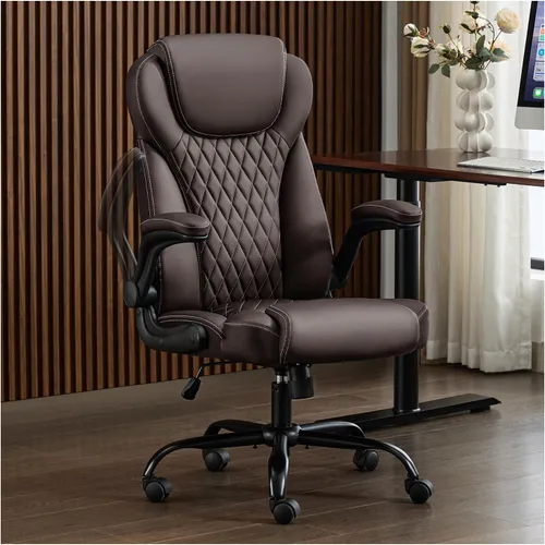 Miniatura 10 de amseatec Silla de oficina grande y alta con reposapiés, silla ergonómica de cuero con respaldo alto, bloqueo infinito reclinable de 90° a 135°, 20