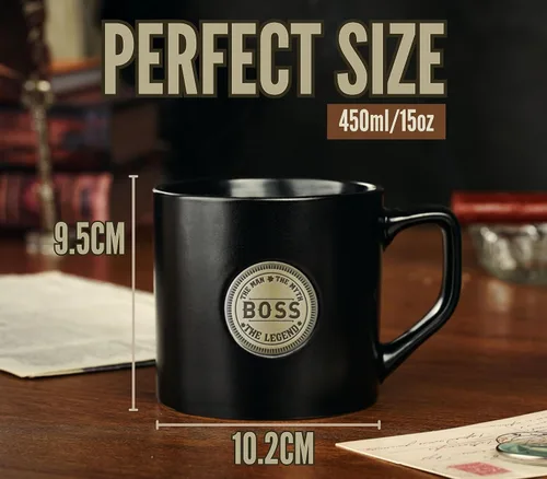 Miniatura 2 de Onebttl Boss Gifts - Taza de café de cerámica con insignia dorada, 15 onzas, Día del jefe, Navidad, jubilación, leyenda del mito del hombre