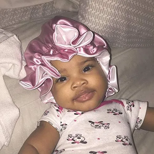 Miniatura 5 de AKISS - Exquisita gorra para dormir reversible con forro de satén para bebés, recién nacidos, niños grandes y pequeños y mamásmujeres
