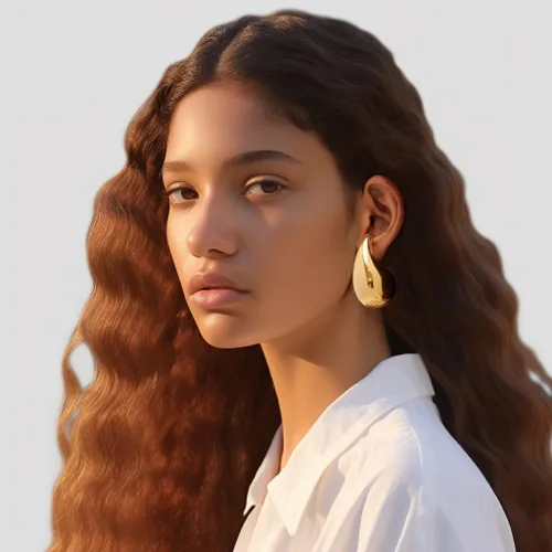 Miniatura 2 de Aretes de lágrima extra grandes, aretes de aro dorados gruesos para mujer, orejas sensibles, hipoalergénicos, de moda, joyería de gota de agua