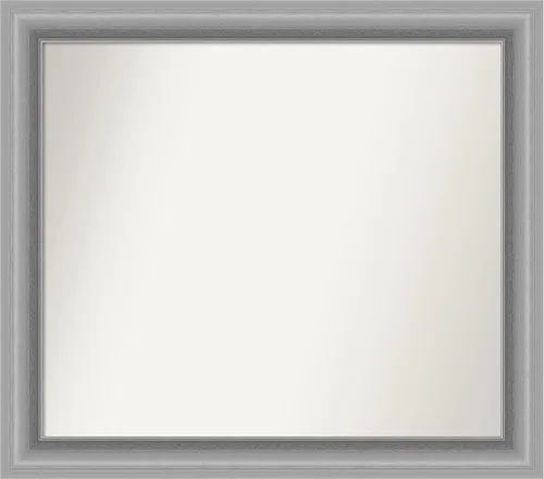 Miniatura 236 de Amanti Art Espejo de baño plateado para sobre fregadero, 26 x 26 pulgadas, espejo cuadrado de níquel pulido, marco de madera tradicional mediano, se
