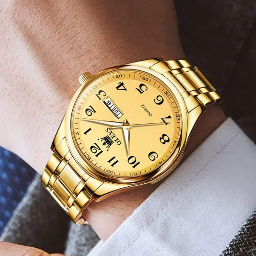 Miniatura 7 de OLEVS Reloj para hombre vestido de negocios diamante analógico cuarzo fecha lujo clásico acero inoxidable impermeable luminoso dos tonos reloj