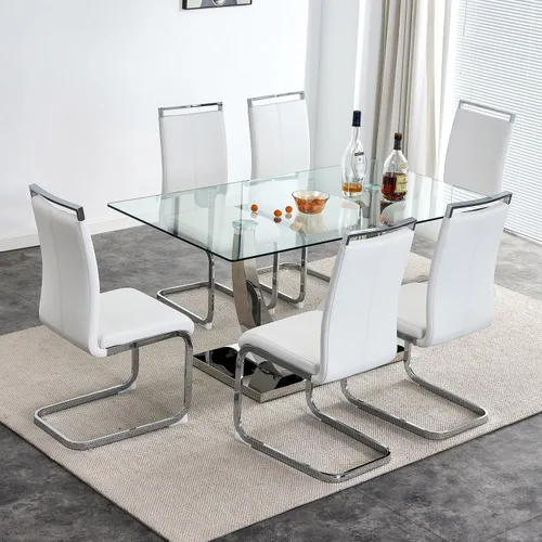 Miniatura 11 de Juego de mesa de comedor de 63 pulgadas para 4, juego de mesa de comedor dorado moderno para 4, juego de mesa de cocina de mármol sintético con negro