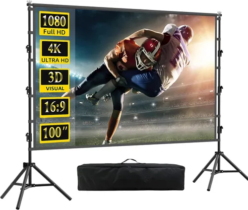 Miniatura 7 de Pantalla de proyector de 180 pulgadas con soporte, pantalla de proyección exterior HUANYINGBJB portátil, pantalla de película frontal trasera 16:9