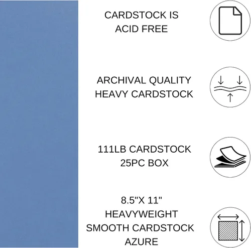 Miniatura 2 de PA Paper Accents - Cartulina suave pesada de 8.5 x 11 pulgadas, color azul, papel de cartulina de color de 111 libras para hacer tarjetas, álbumes