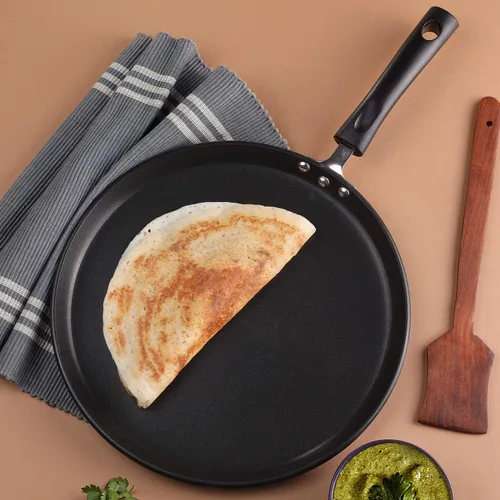 Miniatura 6 de Vinod Cookware Dosa Plancha (Tawa) con base de inducción – Sartén antiadherente 100% aluminio con superficie antiarañazos – Sartén plana multiusos