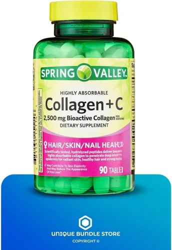 Miniatura 5 de Colágeno de 2500 mg con vitamina C – Píldoras de colágeno hidrolizado, suplemento de péptidos, 90 tabletas, vitaminas diarias de colágeno