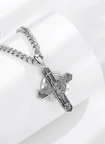 Miniatura 139 de CELESTIA Medallas de plata de ley 925 San Miguel/San Cristóbal/San Benito/San Gabriel/Virgen María/Jesús/Caravaca/Metatrón/Sello de los Siete
