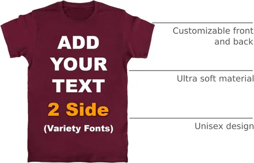 Miniatura 20 de Circular - Camisetas personalizadas en la parte delantera y trasera para añadir tu texto, ultra suaves, para hombres y mujeres, camiseta de algodón