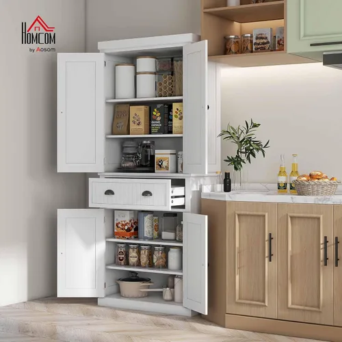 Miniatura 2 de HOMCOM Armario de despensa de cocina de 72 pulgadas, armario de almacenamiento alto independiente, armario de cocina tradicional con 4 puertas