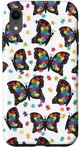 Miniatura 25 de Funda con patrón de rompecabezas de mariposa para iPhone 17