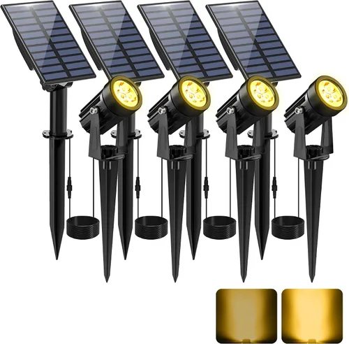 Miniatura 13 de Luces solares para exterior, focos de paisaje IP65 impermeables con cable de 3m, luces de pared para exterior con encendido y apagado automático