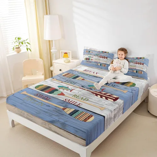 Miniatura 42 de Erosebridal Fishing Fitted Sheet Twin for Boys, Big Pike Fish Black Bed Sheets for Rustic Farmhouse Lake House Decor, Fishing Bedding Set Marine