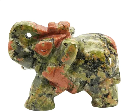 Miniatura 6 de Fekuar Figuras de elefante de cristal curativo talladas a mano de 1.5 pulgadas, escultura de estatua de animal de bolsillo de la suerte, decoración