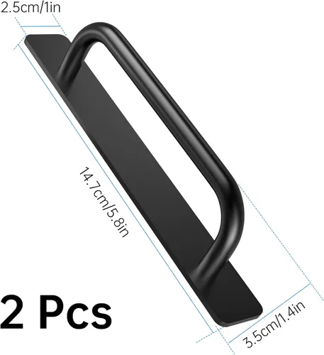 Miniatura 8 de NiHome Manijas autoadhesivas para puerta de gabinete, paquete de 2 tiradores de aleación de aluminio de 5.8 pulgadas para acceso instantáneo a