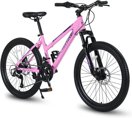 Miniatura 11 de Ecarpat 24/26 Inch Mountain Bike for Women Girls, 21-Speed Mountain Bicycle with Disc/V-Brakes and Front Fork Suspension, Carbon Steel Frame MTB Bike