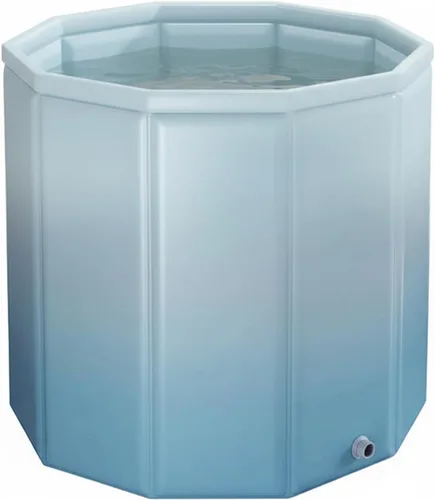 Bañera portátil para adultos, bañera plegable independiente para ducha, bañera de hielo caliente con espuma térmica gruesa para mantener la Azul