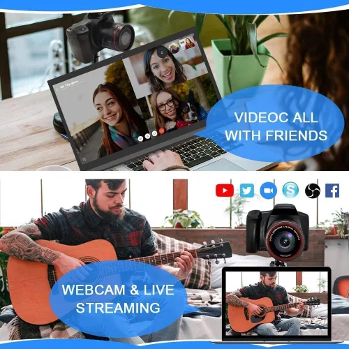 Miniatura 2 de Cámara digital de 16 MP estilo mini SLR cámara compacta con LCD de 2.4 pulgadas, zoom 16X, sensor CMOS - Cámara de vlogging para fotografía
