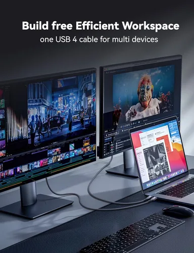 Miniatura 5 de Cable USB 4 de 80 Gbps para cable Thunderbolt 5, [certificado USB-IF], cable de datos USB C de 120 Gbps, carga rápida PD de 240 W, cable de monitor