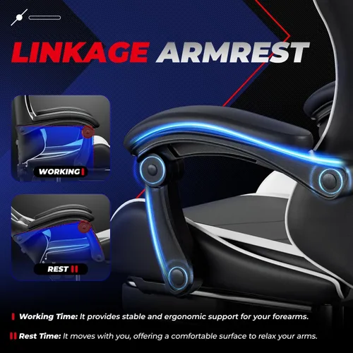 Miniatura 7 de Silla para Videojuegos Ergonómica Auto Dynasty, Silla de Oficina de Respaldo Alto con Soporte Lumbar Ajustable, Respaldo Articulado, Reposacabezas