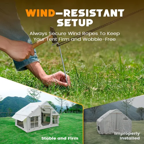 Miniatura 3 de Inflatable Tent with Skylight, Quick Setup Blow Up Tents with Pump, Hot Tent with Stove Jack, Waterproof Oxford Inflatable House for Camping, Air