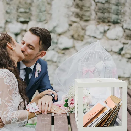 Miniatura 6 de AW BRIDAL Caja de tarjetas de boda de acrílico para recepción, 10.5 x 7 x 7 pulgadas, caja de regalo de vidrio transparente para cumpleaños, fiesta