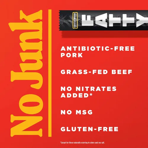 Miniatura 4 de Palitos de Carne FATTY, Hechos con Carne de Res Alimentada con Pasto, Cerdo Criado sin Antibióticos, 13g de Proteína por Palito, Original, De