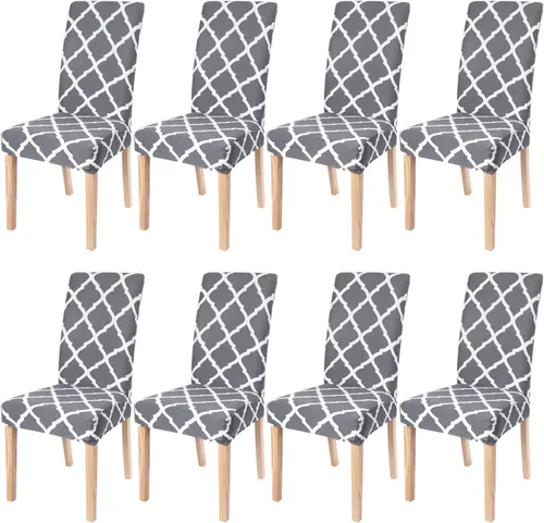 Miniatura 10 de SearchI Juego de 4 fundas para sillas de comedor, elásticas con estampado floral, fundas deslizables para sillas Parsons de spandex, removibles