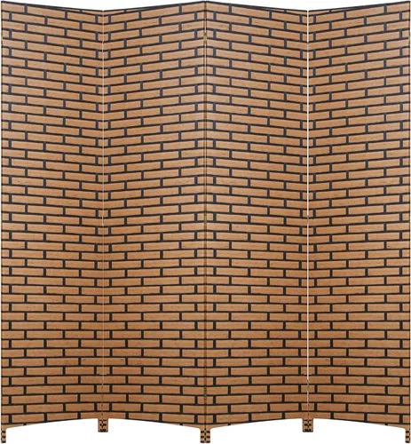 Miniatura 9 de PayLessHere Divisor de ambientes de malla de madera de 6 pies, tejido a mano, pantalla de división portátil plegable para interiores de 4 paneles