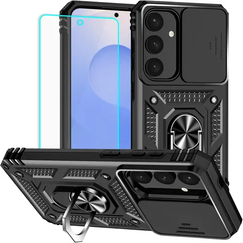 Miniatura 26 de HNHYGETE Funda para Samsung A13 5G, Galaxy A13 5G con protector de pantalla, soporte giratorio de grado militar de 360° (resistente), fundas Negro