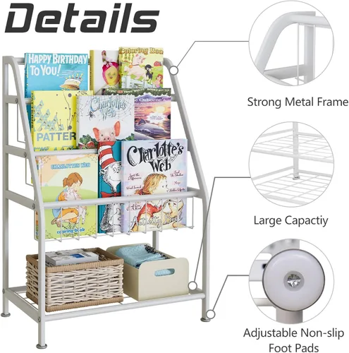 Miniatura 6 de aboxoo Estantería infantil independiente para habitación de niños pequeños de 18 pulgadas, organizador de juguetes, estantería blanca estable