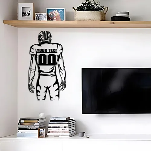 Miniatura 2 de GodLover Arte de pared de metal de fútbol personalizado de lujo, letrero con nombre personalizado, decoración de jugador, regalos de dormitorio