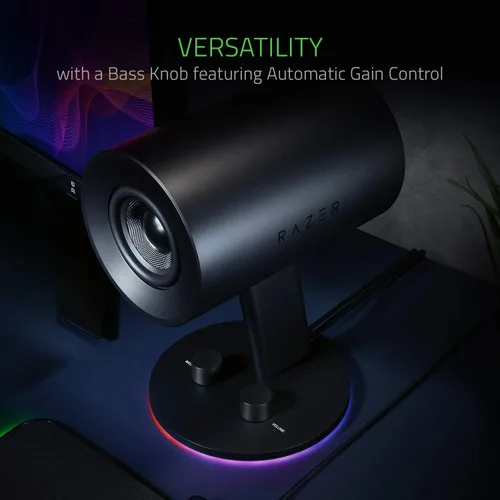 Miniatura 5 de Razer Nommo Chroma: Controladores de fibra de vidrio tejida personalizada de 3" - Puertos de graves orientados hacia atrás - Perilla de graves