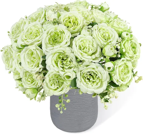 Miniatura 20 de Flores de seda de peonía artificial, ramo de peonía falsa rosa 4 paquetes Arreglos florales decoración para casa de campo estilo boho centro de mesa