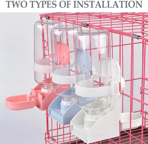 Miniatura 2 de kathson 2 botellas de agua de conejo, fuente de agua colgante de 17 onzas, dispensador automático sin fugas, alimentador de agua para conejito