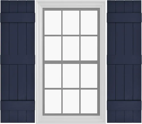 Miniatura 25 de Persianas de Vinilo Board & Batten (1 Par) 11"x31" (3-Tableros) - Negro Cosmos/Pintable Persianas Exteriores para Ventanas Incluye Herrajes