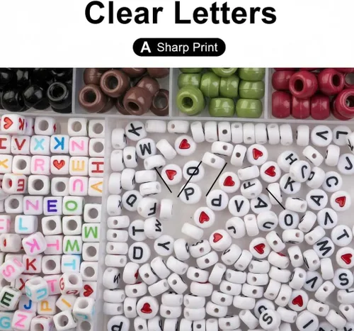 Miniatura 4 de HardyGuo - Cuentas de poni de 24 colores con letras para hacer pulseras de amistad, adecuadas para principiantes, como regalo
