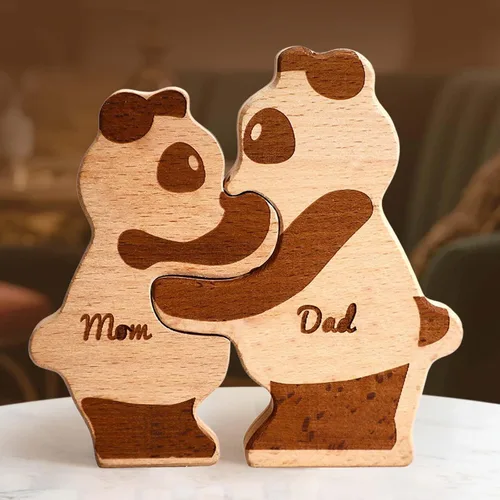 Miniatura 16 de Rompecabezas de oso de madera personalizado con apellidos de 1 a 8 familiares, escultura personalizada con nombre de familia, ideal para Navidad