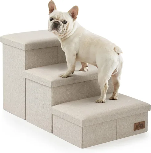 Miniatura 14 de Escaleras para perros con almacenamiento, escalones resistentes de 4 escalones más anchos para perros pequeños, medianos y grandes, rampa para Gris