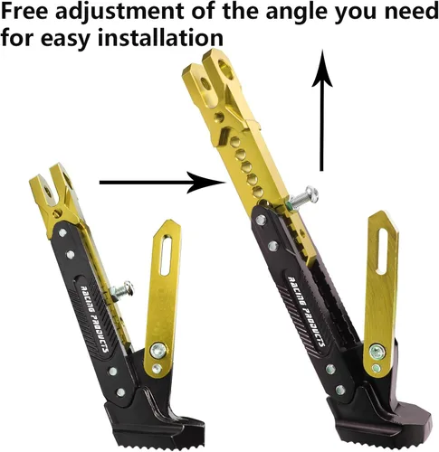 Miniatura 5 de Caballete de motocicleta universal ajustable con soporte lateral para pie, caballete de estacionamiento para motocicleta eléctrica, soporte lateral