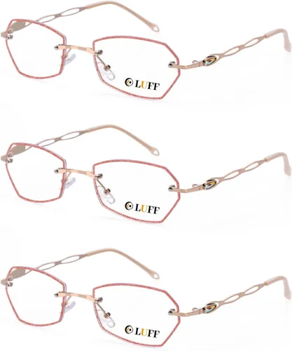 Miniatura 15 de LUFF Rimless Reading Glasses for Women Blue Light Computer Readers Lightweight 16g Metal Frame Eye Strain Relief plateado