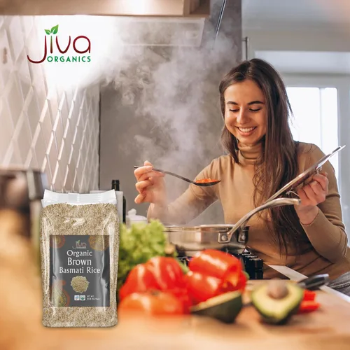 Miniatura 6 de Jiva - Arroz Basmati orgánico integral de 10 libras, calidad premium de la India